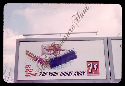 7up Soda Pop Ice Hockey Billboard Sign 1960s 35mm Slide