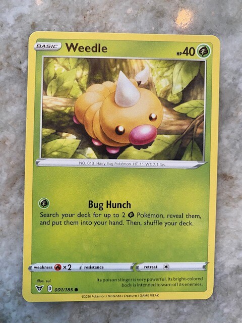 Pokemon TCG Weedle Card Sword & Shield Vivid Voltage 1/185 NM | eBay