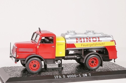 IFA S 4000-1 SW 7 camiones Minol servicio de aceite rojo/amarillo/plata Atlas 1:43 NUEVO 7 167 107 - Imagen 2 de 5