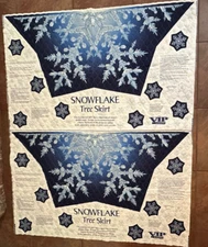 NEW VIP Cranston 2005 Blue/White Snowflake Tree Skirt Panel  100% Pre-Quilted