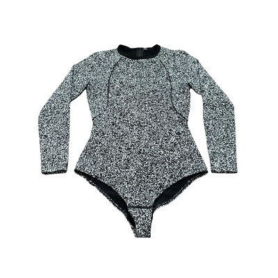 Lululemon go Til Dawn Bodysuit Size White Black Swimsuit