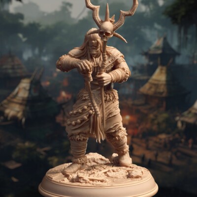 DM Stash Miniature Jugak'thar Tribe Orc Male Shaman Caster Mage DnD Fantasy 32mm