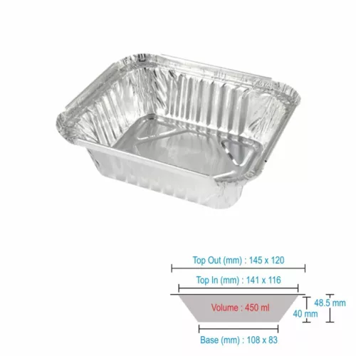 100 disposable takeaway 450ml aluminium foil containers no. 4 tray bbq meal prep image 3