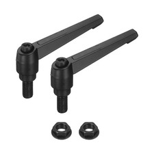 2Pcs Adjustable Clamping Lever Handles, M12x25mm Male Thread Bolt Knobs, Black