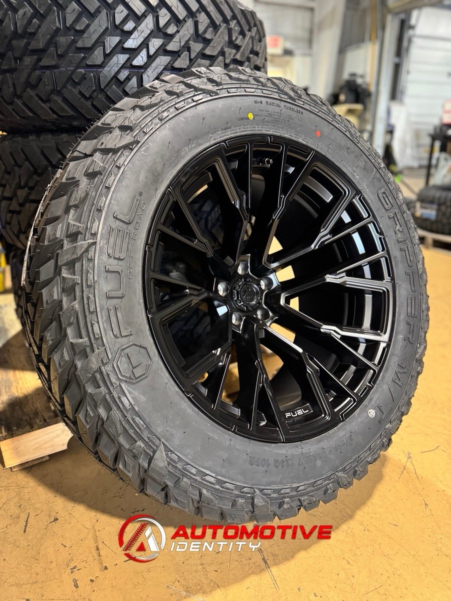 22x12 Fuel D847 Rebar Black Wheels Rims 37 MT Tires 5x5 Jeep 