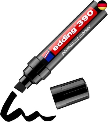 390 Permanentmarker - schwarz - 1 Stift - dicke Keilspitze 4-12 mm - wasserfest,