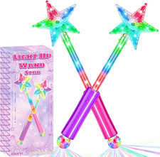 2 Pack LED Light Up Fairy Wands, Pink Purple Princess Magic