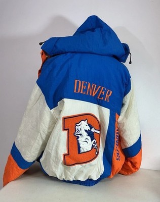 Vintage Denver Broncos Classic Team Collection Full Zip Hooded Coat Mens Large