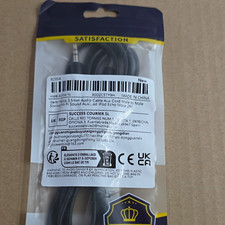 3.5mm AUX Audio Cable 2m Black Round Stereo Male to Male 1:1 Universal
