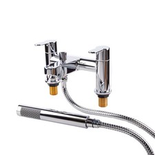 Flode Omberg Modern Twin Lever Bath Shower Mixer Tap Polished Chrome Finish