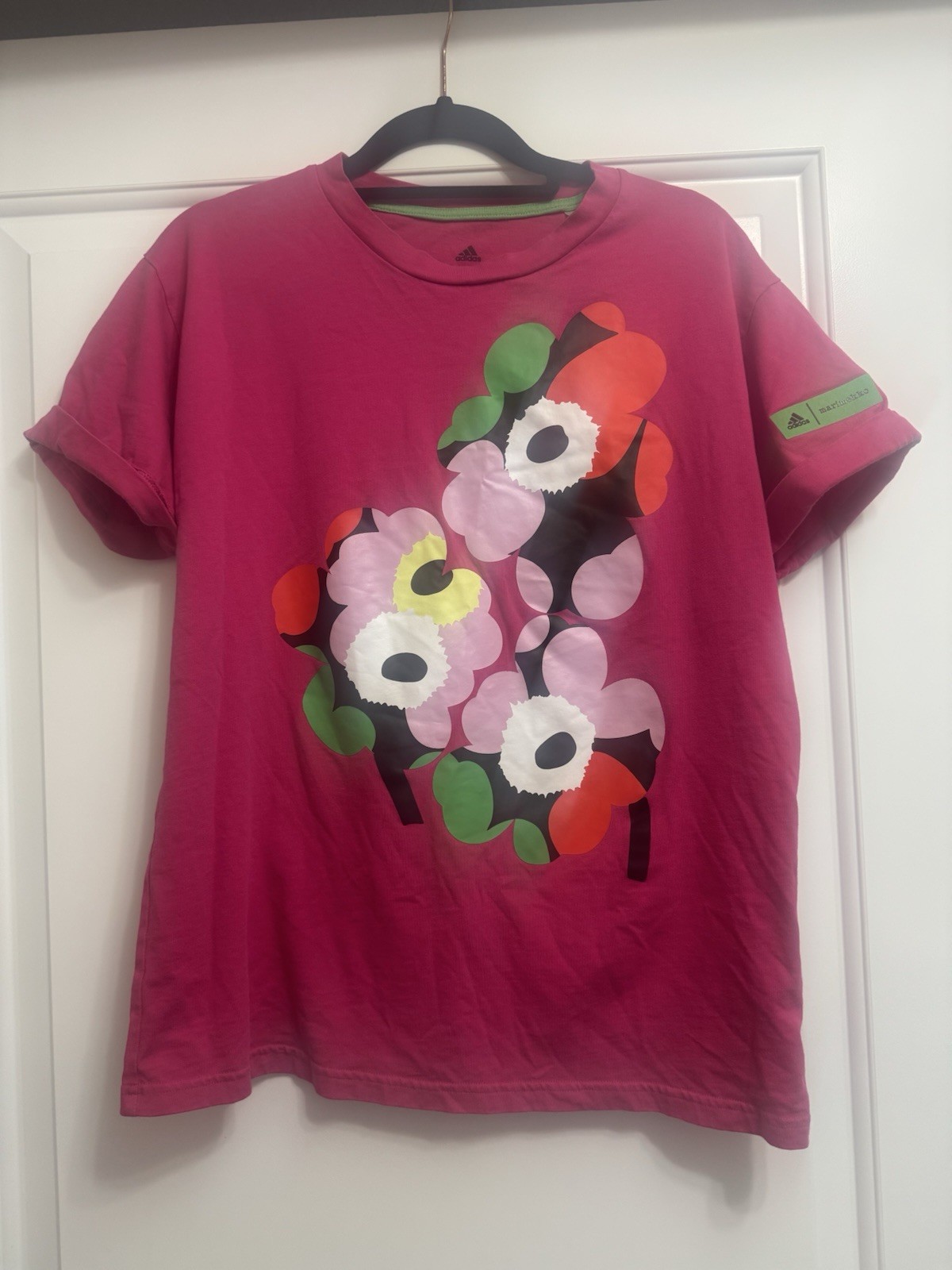 Rare adidas x Marimekko Pink Flower Graphic Tee (Fits Women's Small) image 2