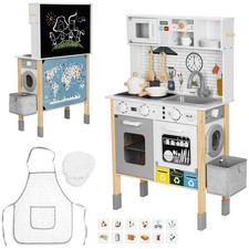Green Wooden Play Kitchen 9in1 with Washing Machine & Chalkboard, Interactive
