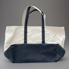 Vintage L.L. Bean Boat And Tote Bag Black Natural Canvas 23 EUC