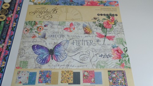 GRAPHIC 45 FLUTTER 12"x12" COLLECTION PACK W STICKERS  -16 SHEETS-RETIRED