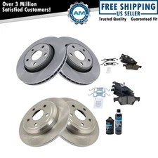 Front & Rear Ceramic Brake Pad & Rotor Kit w/Fluids for Dodge Jeep Truck SUV