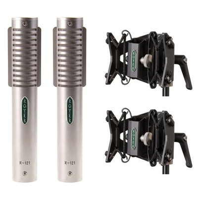 Royer Labs R-121 Ribbon Microphone Matched Pair with 2 Sling-Shock Bundle