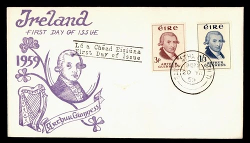 DR WHO 1959 IRELAND FDC ARTHUR GUINESS COMBO 1.30 M76520
