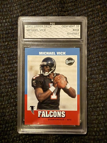 Michael Vick - 2001 Upper Deck Vintage - Falcons, (PSA 9), Card #204