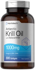 Krill Oil 1000mg | 300 Softgels | Omega 3, EPA, DHA, Astaxanthin | by Horbaach