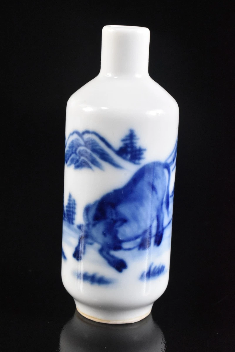 蓝色中国古董花瓶| eBay