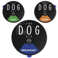 EliteSign Dog Fed Sign - Feeding Chart with Three Meals per Day, Black