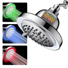 Filter Shower Head with LED Color Changing Temperature Controlled- 7 Spray Modes