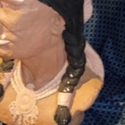 Painted Ceramic Native American Bust Sculpture Braided Hair Feather 20" Decor — photo 5