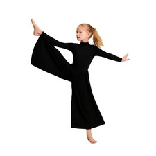 Eurotard Girls XL Black Dance Jumpsuit Wide Leg High Neck Praise Worship
