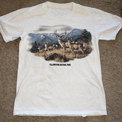 Yellowstone National Park Youth L White Deer T Shirt