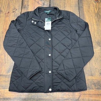 Lauren Ralph Lauren Women's Quilted Snap Front Jacket Black Size S MSRP $135