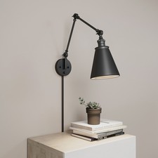 Matte Black One Light Swing Arm Wall Sconce from the Evonne Collection
