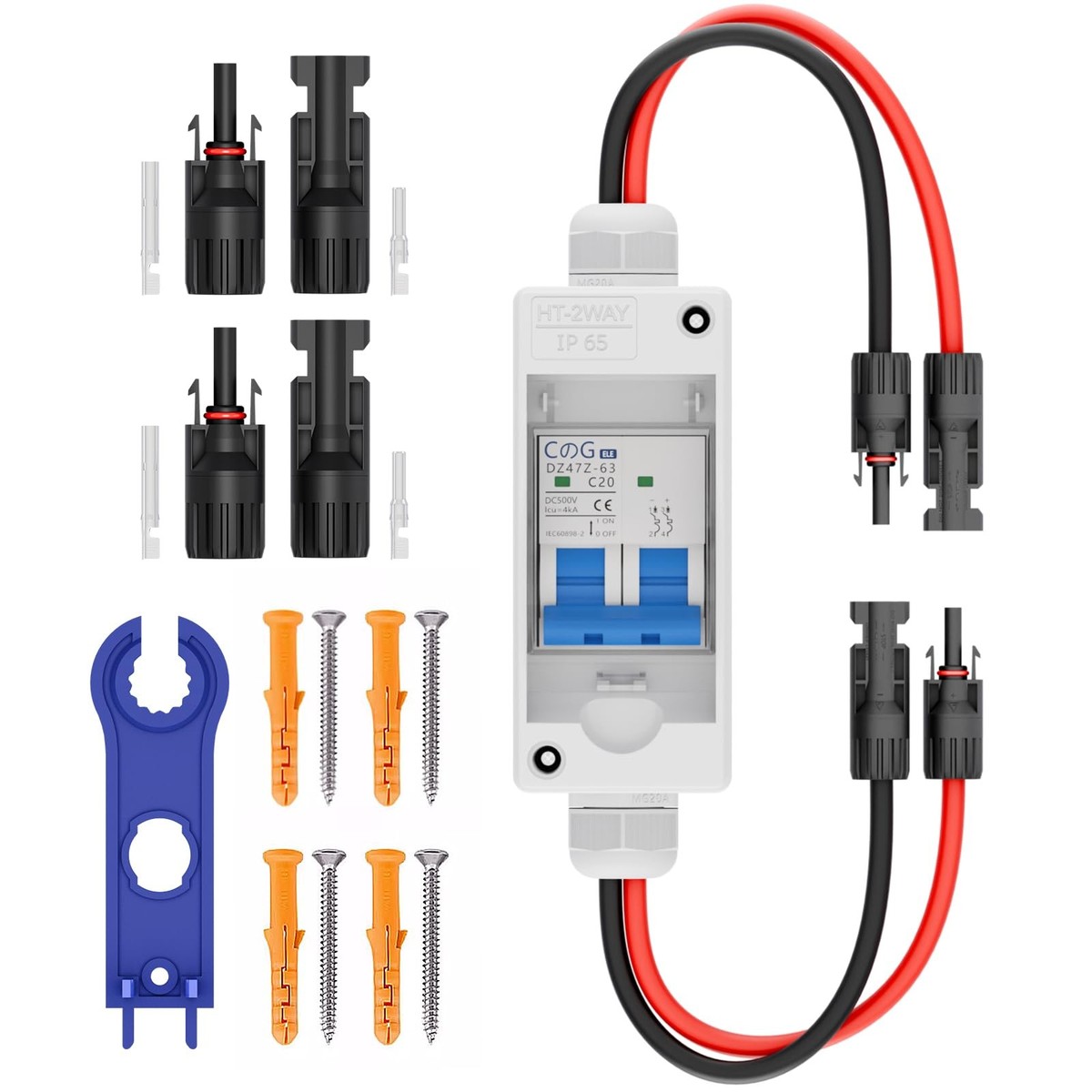 *。+Sola。* Solar Panel Disconnect Switch, 20 Amp DC 500V Breaker Box PV