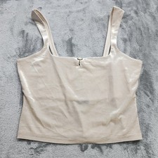 NEW Wild Fable Top Womens M Cream Stretch Velvet Crop Cami Top Keyhole Rosette