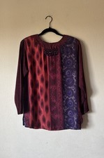 Vintage Carole Little Size 6 Colorful Bohemian Blouse Beaded Fringe Boho Hippie