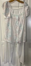 Vintage Val Mode Nightgown Nylon Floral Ivory