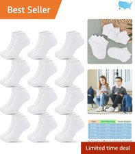 Classic White Kids Low Cut Socks - 12 Pairs for Stylish Comfort, Ages 10-15