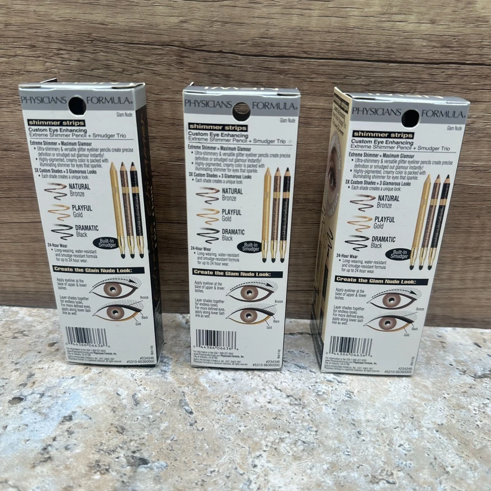 3 X Physicians Formula Shimmer Strips Eye Enhancing Eyeliner Trio, Glam Nude - Image 2 of 4