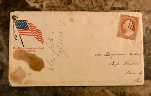 c1860's Civil War Patriotic Cover the union preserved.... includes letter