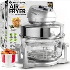 NIB Granitestone 16 Quart Glass Oil-less Countertop Air Fryer wi Racks Big Boss