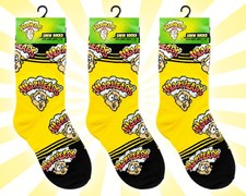 3 Warheads Kids Crew Socks Yellow Sour Candy Graphic Ages 7-10 NWT Novelty