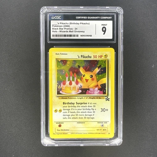 Birthday Pikachu Holo #24 Black Star Promo 2000 Pokémon CGC 9 MINT - Ships Free