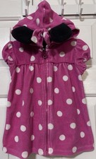Vintage Disney Store Minnie Mouse Terry Cloth Swim Cover Up 3T Pink Polka Dot