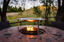 AL28 - Portable Fire Pit Heat Deflector, Lightweight Detachable Aluminum Shield 