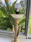ANTIQUE SOAPSTONE LAMP W/TWO TROPICAL BIRDS -MADE IN ITALY -SIGNED — photo 8
