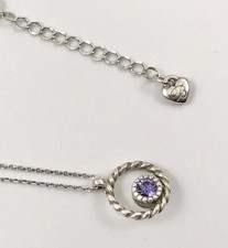 Brighton Halo Pendant Necklace Silver Purple Clear Crystals Reversible. 836