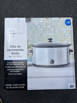 Mainstays 6 Quart Oval Slow Cooker with Stainless Steel Finish and Glass Lid
