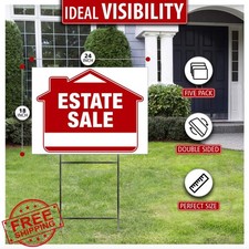 Estate Sale Signs 5-Pack 24x18 In Double-Sided Yard Signs Heavy Stakes