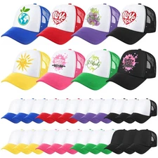 48 Pack Trucker Hat Bulk Polyester Adjustable Plain Mesh Sublimation Blank Ba...