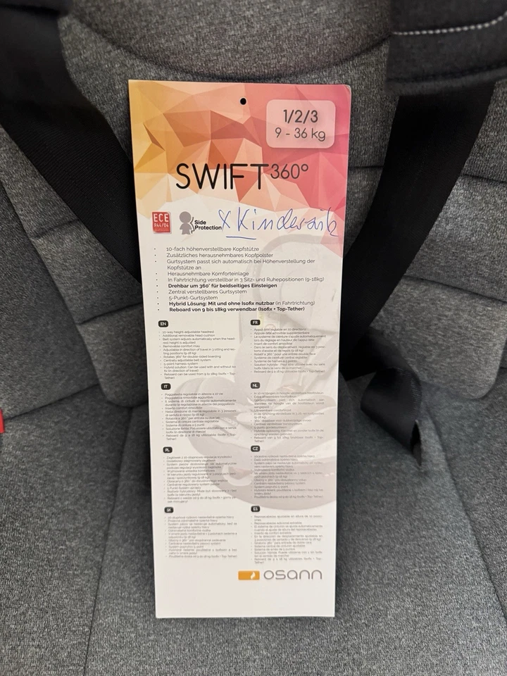 Neuwertiger Kindersitz Isofix Osann Swift 360 9-18 Kg Kindersitz - Bild 2 von 4