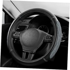 Steering Wheel Cover Thick Rhombic Foam and Premium Leather, Universal Gray